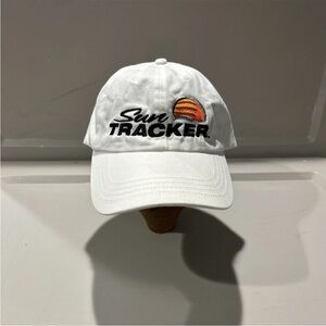 Sun Tracker Pontoon Boats Graphic White Hat Adjustable OSFM 100% Cotton